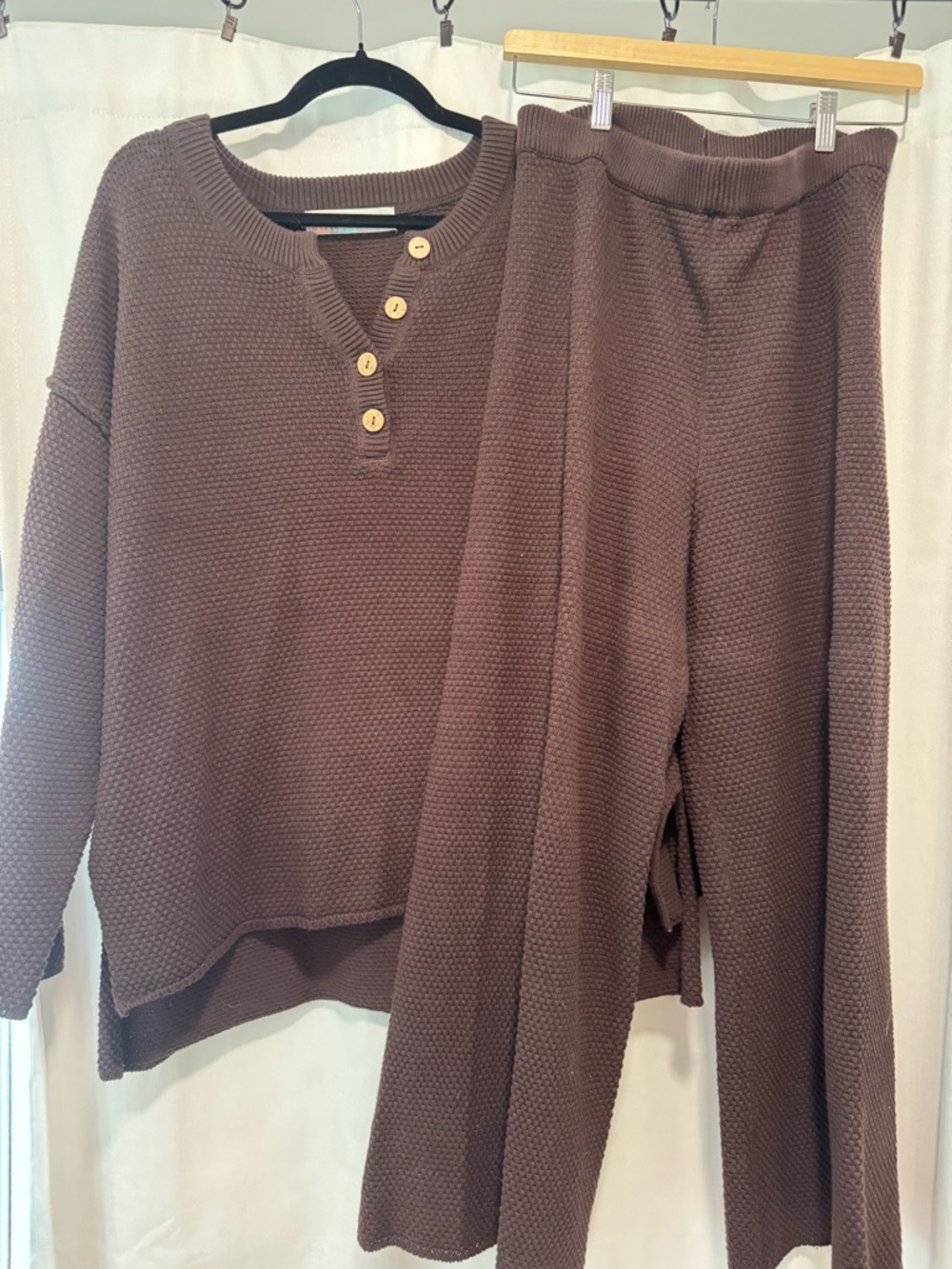 Free People Brown Waffle Knit set